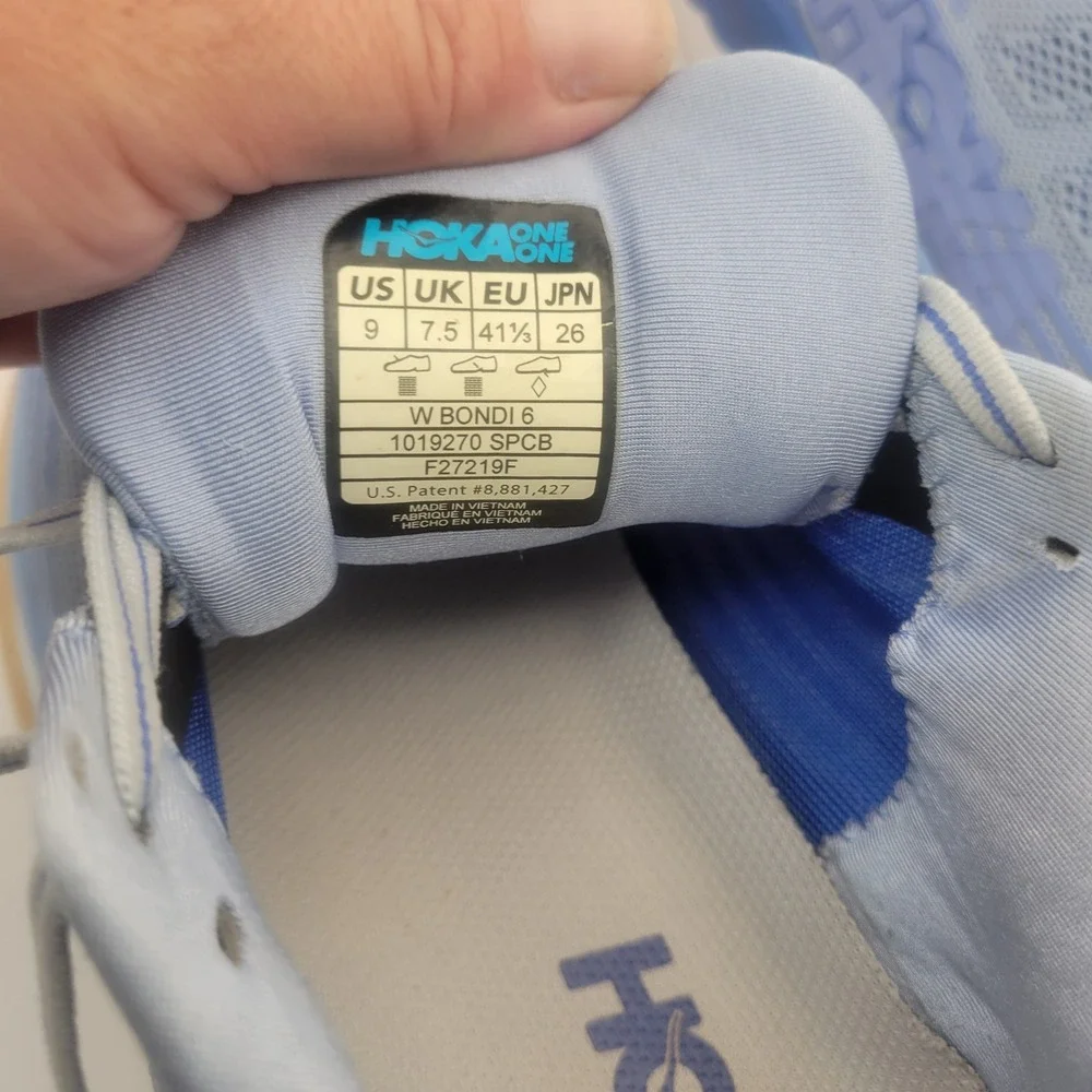 Hoka One One Bondi 6 Blue Mesh Running Shoes Womens 9 1019270 SPCB